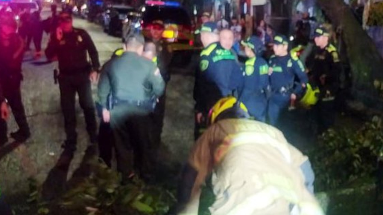 Caída de un árbol en Medellín dejó dos policías heridos