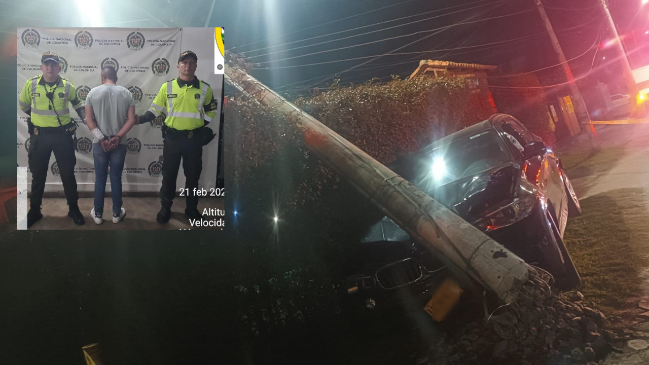 Accidente en la vía Bogotá-Cajicá: conductor ebrio chocó contra un poste