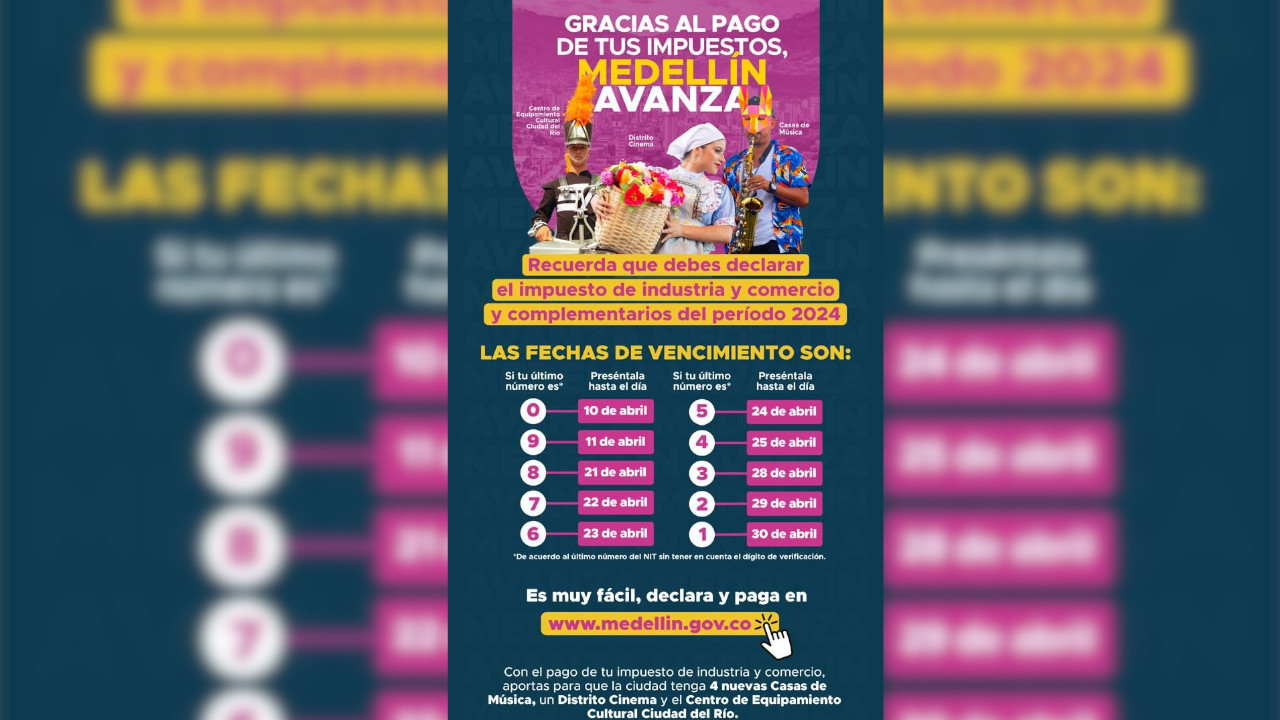 Plazos para declarar el impuesto de industria y comercio en Medellín