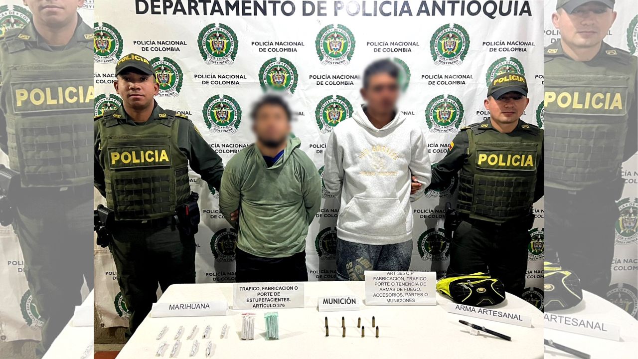 Capturan a dos hombres en Llanos de Cuivá por porte ilegal de arma artesanal y marihuana