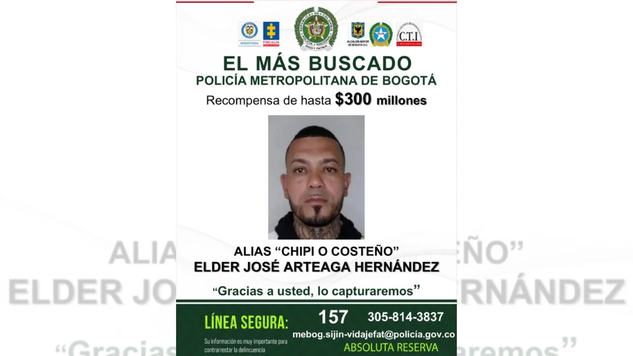 Fiscalía revela el rostro de alias 'El Costeño', presunto organizador del atentado de Miguel Uribe