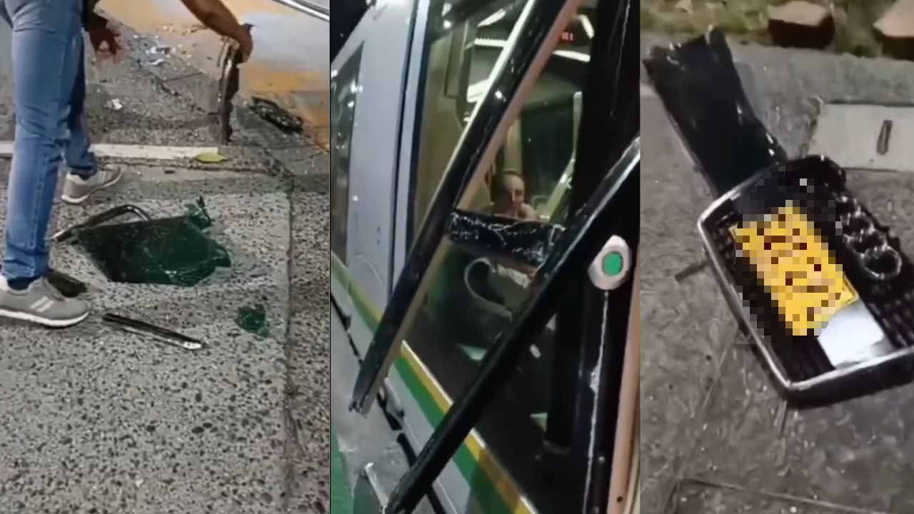 Se estrelló y se voló: vehículo de alta gama chocó con el tranvía en Medellín
