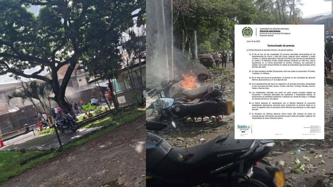 ¡Eso fue sin compasión! Martes ¨negro¨ en Colombia: 24 acciones terroristas en Valle, Cauca y Antioquia