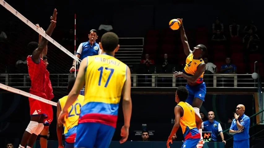 Colombia vs. Cuba Mundial Sub 19 de Voleibol. Foto Confederacion Sudamericana de Voleibol