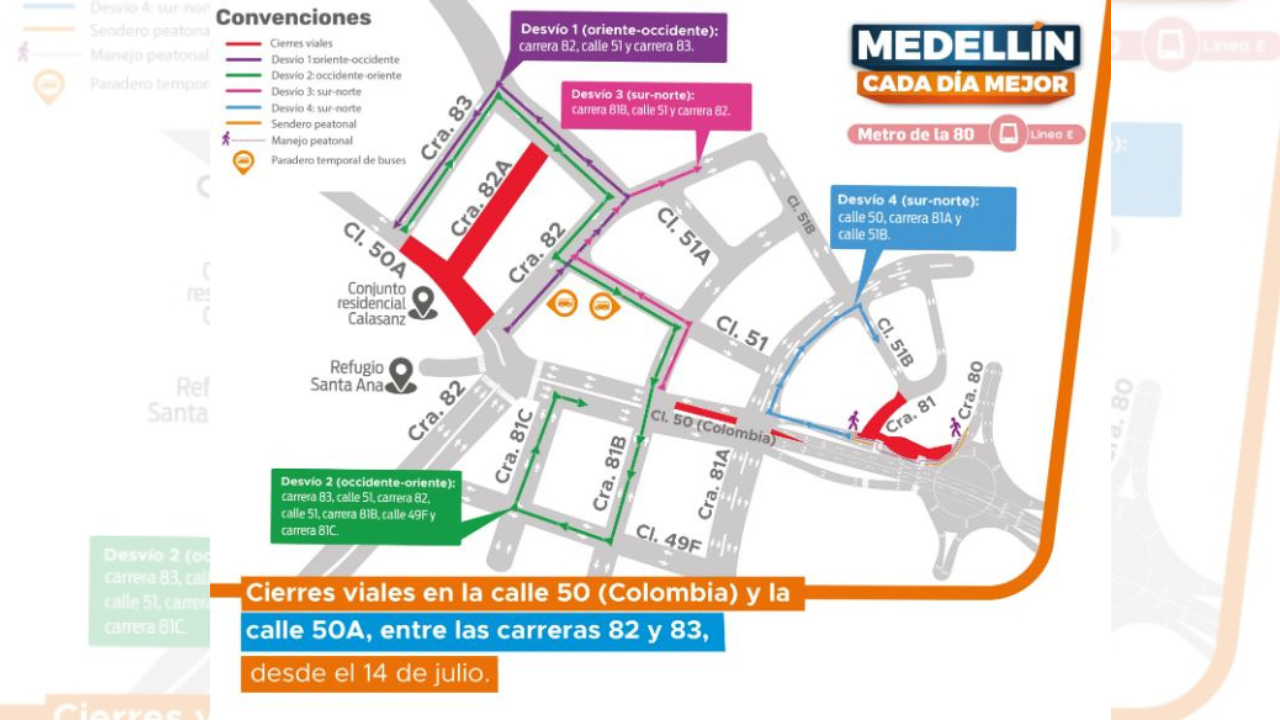 ¡Ojo con la Calle Colombia! Arrancan más cierres en Calasanz por obras del Metro de la 80