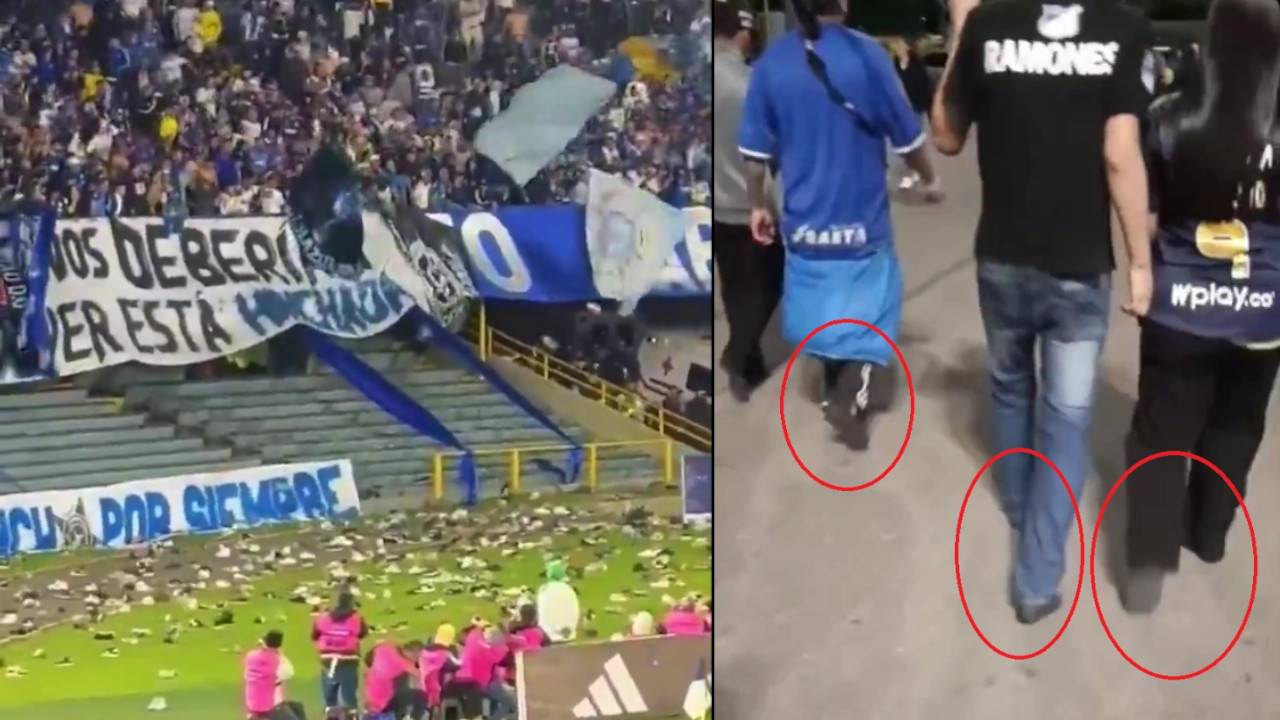 ¡El Campín se convirtió en una zapatería! Hinchas de Millos protestan y salen descalzos