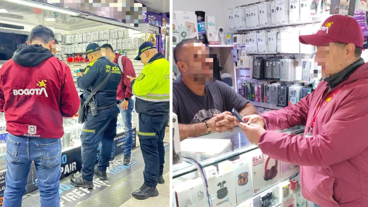 ¡Golpe al mercado negro en Bogotá! Incautan 20 celulares robados y sellan un local en Kennedy