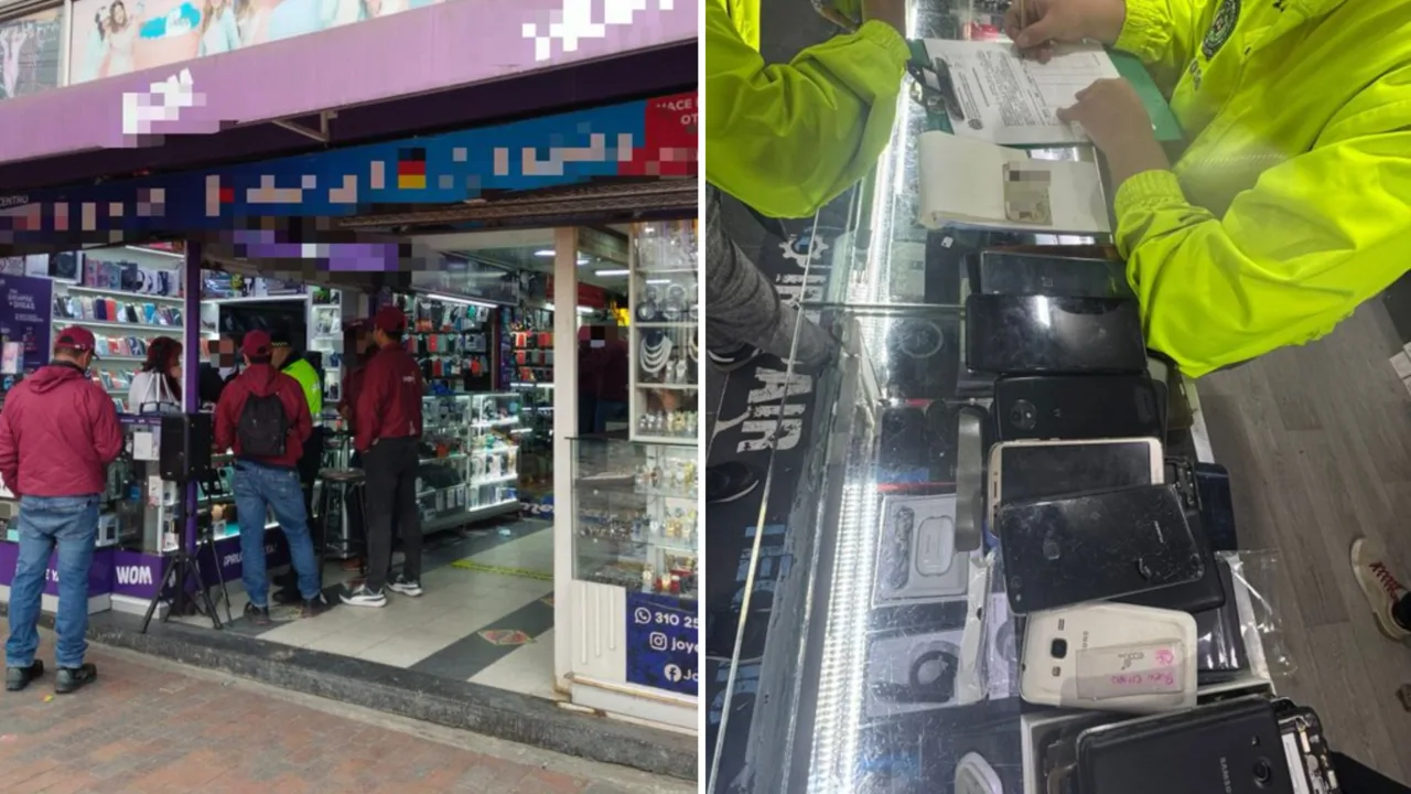 ¡Golpe al mercado negro en Bogotá! Incautan 20 celulares robados y sellan un local en Kennedy