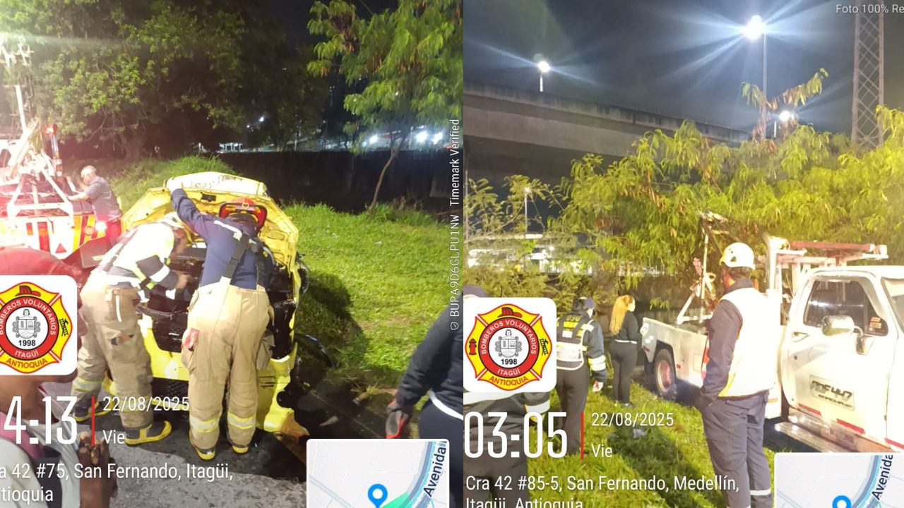 ¡Cayó al vacío! Enorme susto por un taxi en el río Medellín