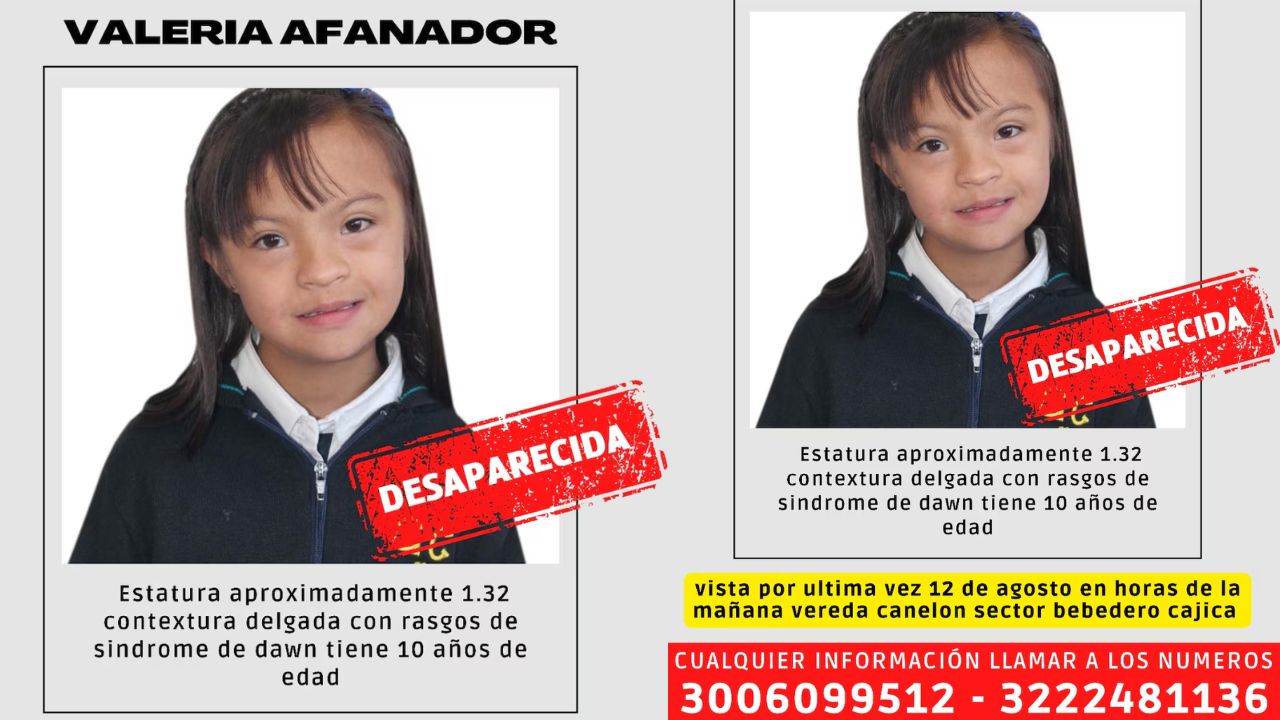  buscan sin descanso a Valeria, niña de 10 años con síndrome de Down