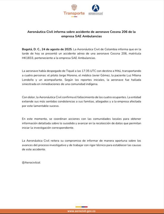aeronautica accidente mitu