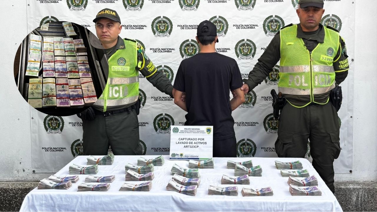 Le hallaron más de $250 millones en el doble fondo de una maleta en la vía Medellín-Bogotá