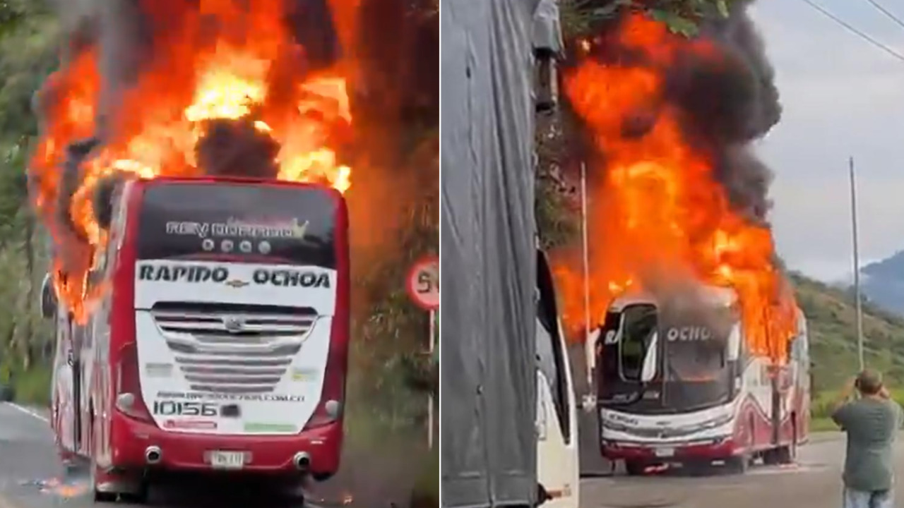 ¡Pánico en la vía a la Costa Atlántica! Bus de Rápido Ochoa se incendió en Valdivia