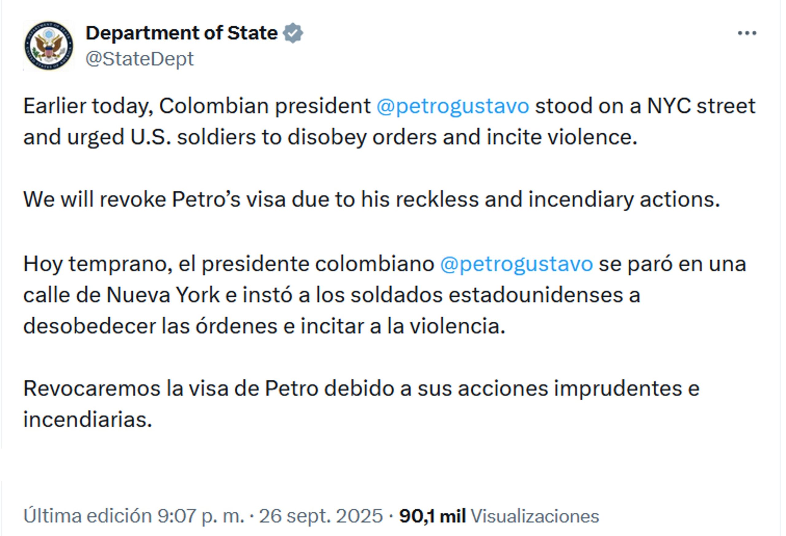 Trino del Departamento de Estado