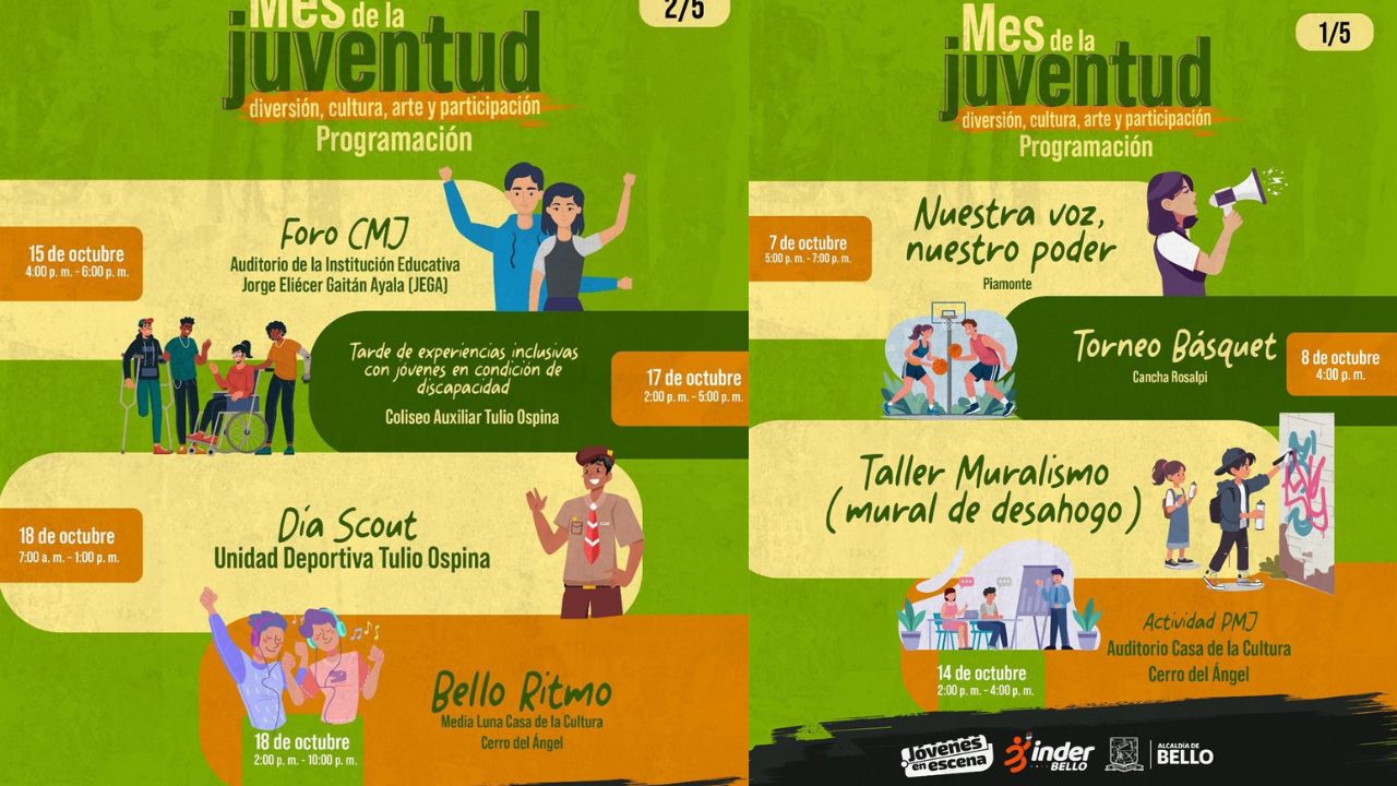 Bello celebra el 'Mes de la Juventud' con 98 mil jóvenes como protagonistas de la agenda cultural