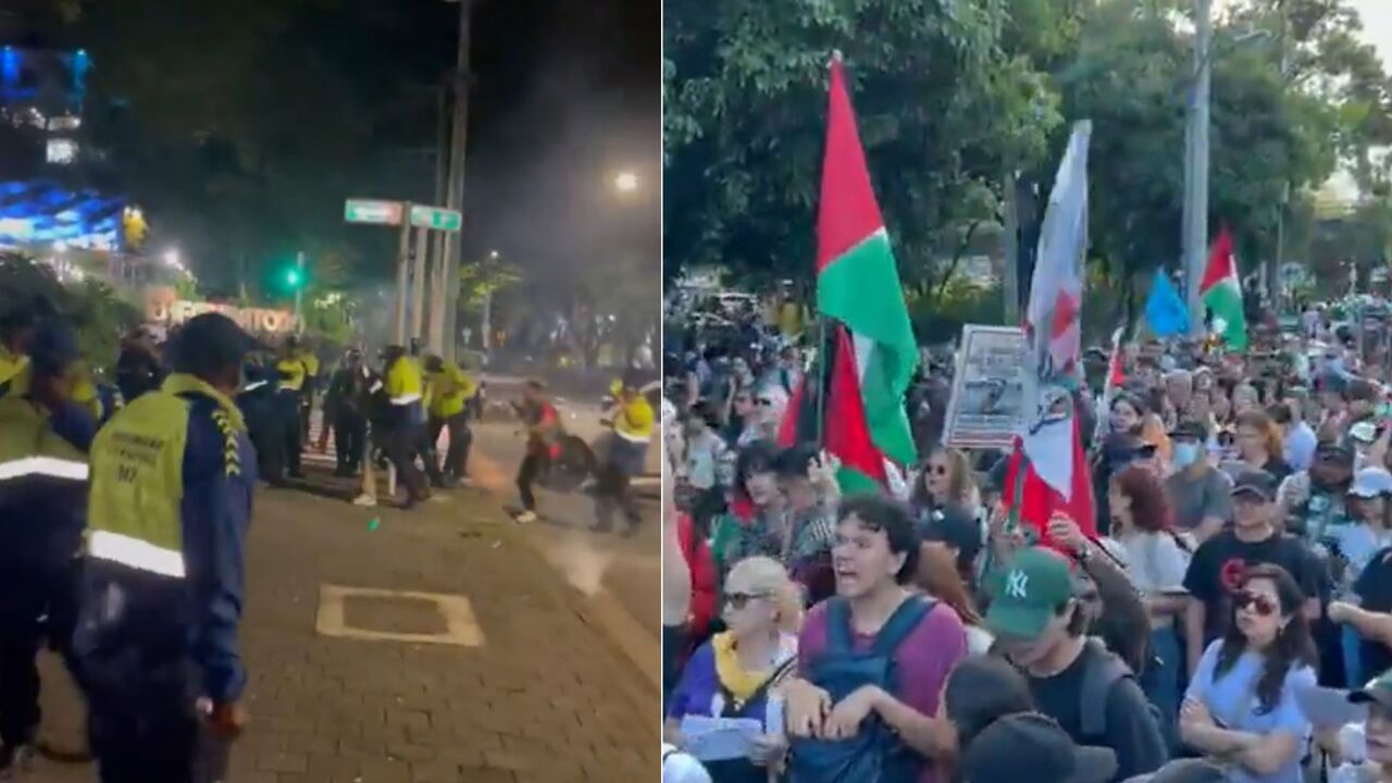 ¡Caos en El Poblado! Protesta pro-Palestina termina en disturbios e intervención de la Fuerza Pública en Medellín