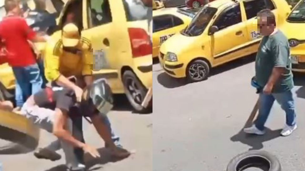 ¡Se va calentando el paro! Taxistas agredieron a un motociclista en la Avenida Regional
