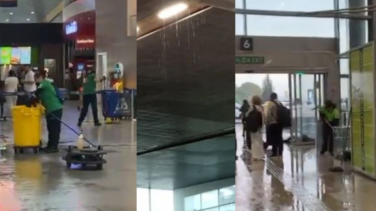 Granizada colapsa drenajes y causa fuertes filtraciones en el aeropuerto El Dorado: pasajeros afectados