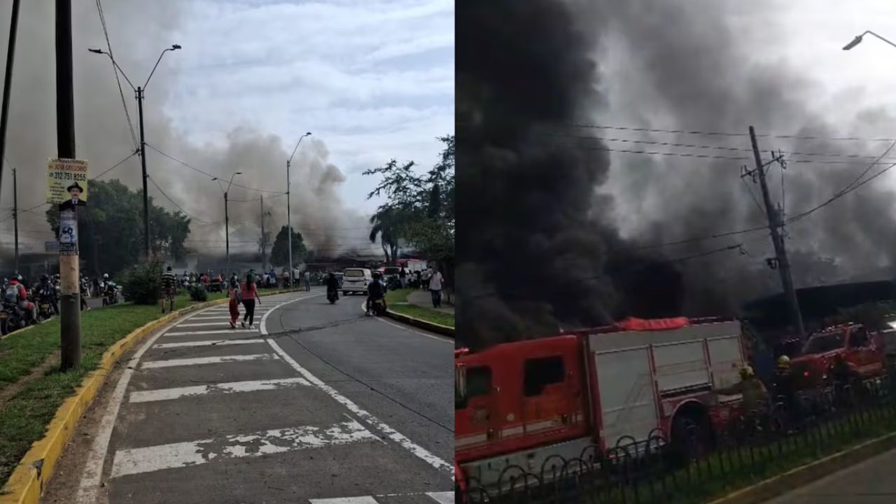 Controlaron incendio que arrasó con varios locales en la plaza de mercado de Siloé, Cali