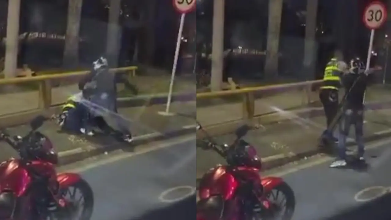 ¡Lo molieron a golpes! Cali rechaza brutal agresión contra un agente de tránsito
