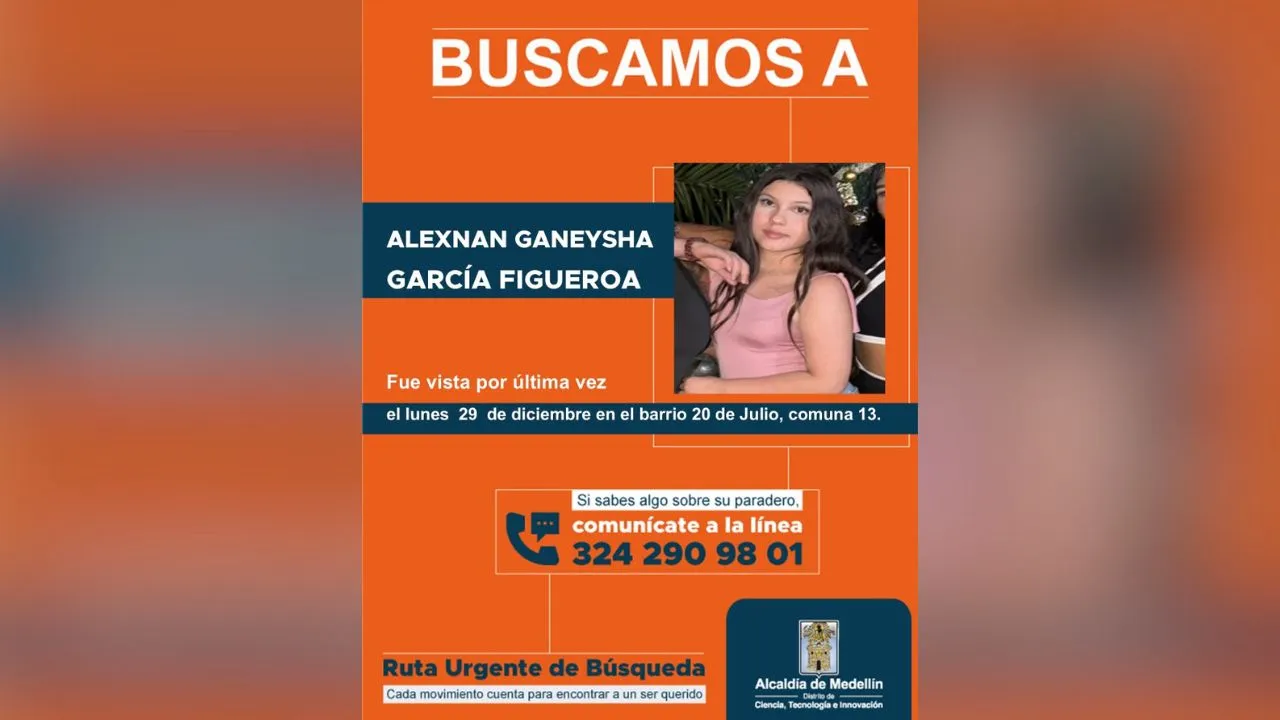 ¡Urgente! Buscan a menor de 12 años desaparecida en Medellín; habría sido llevada por un hombre