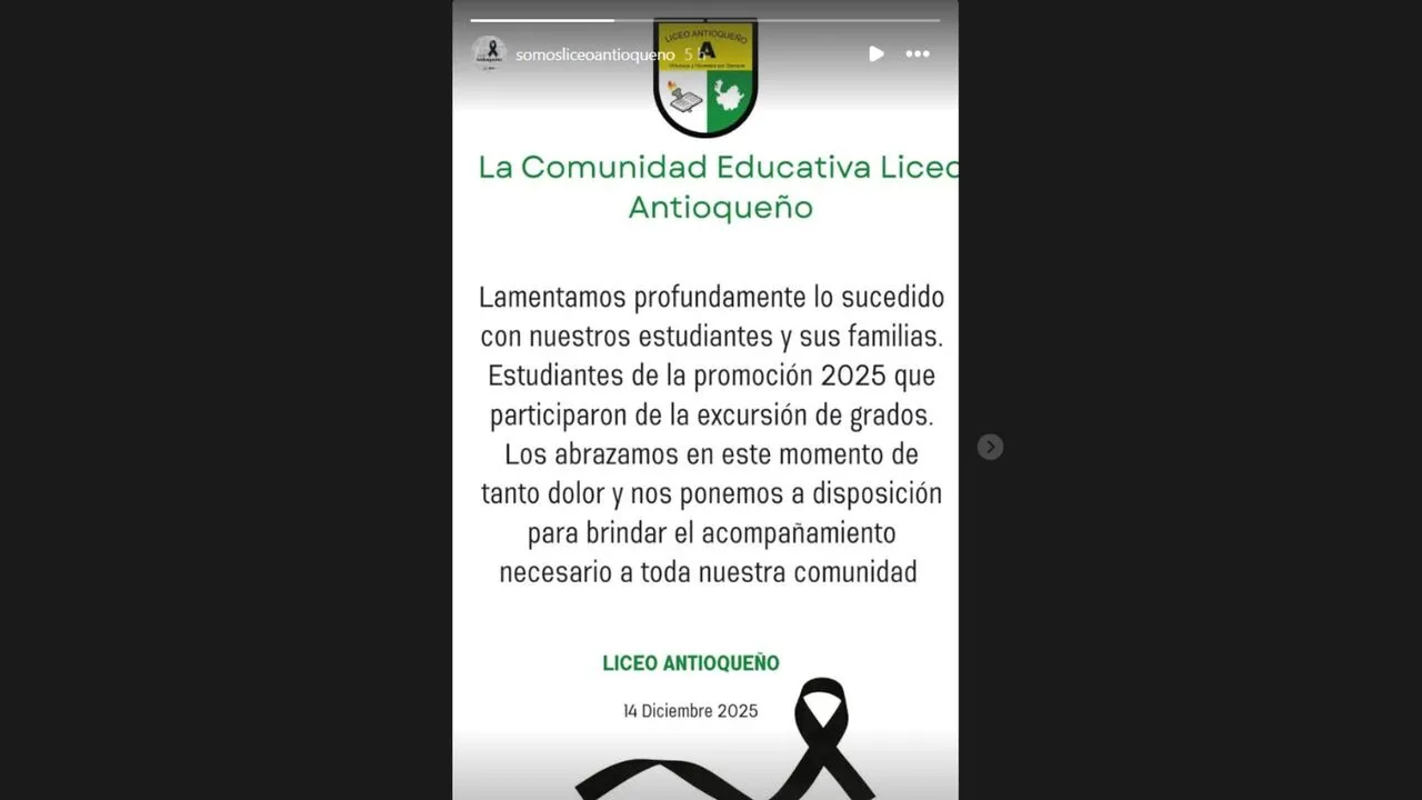 Liceo Antioqueño se pronuncia y convoca a velatón tras la tragedia que cobró la vida de 17 egresados