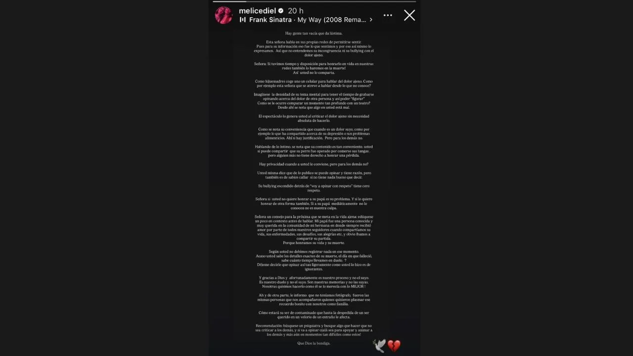 Jessica Cediel estalla contra Tuti Vargas tras críticas por el velorio de su padre: "Con el dolor de mi familia no se meta"