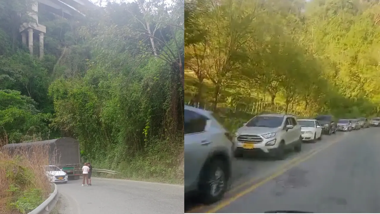 Monumental trancón en la vía al suroeste por cuenta de un choque a la altura de la Sinifaná