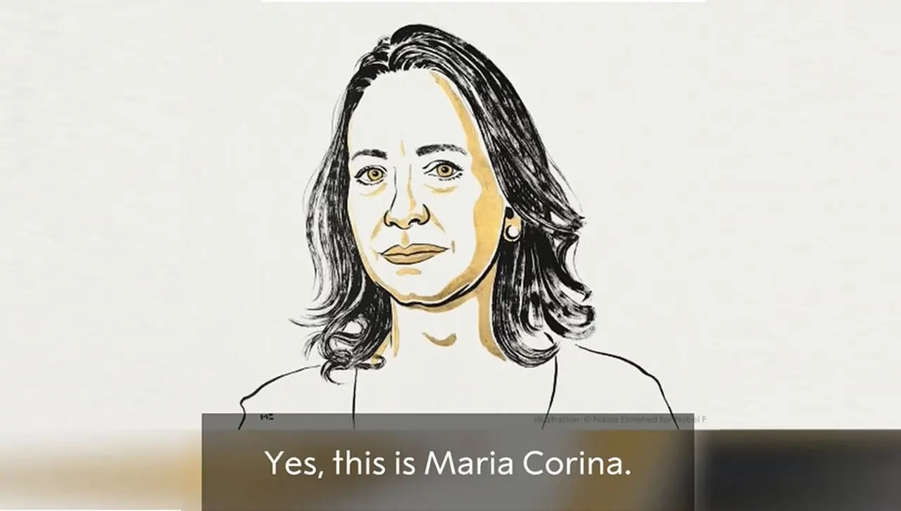 Imagen de María Corina Machado publicada por la cuenta oficial del Premio Nobel. Foto: captura de video/Créditos a quien corresponda