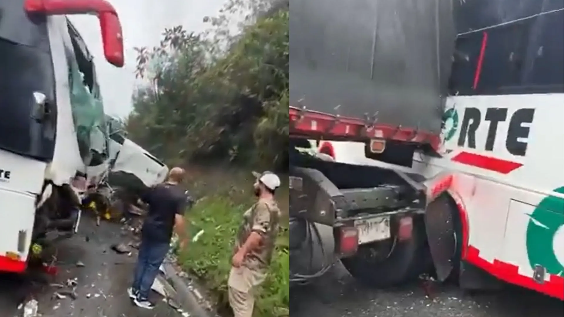 ¡Caos en la vía a la Costa! Choque entre bus y tractomula en Yarumal deja varios heridos