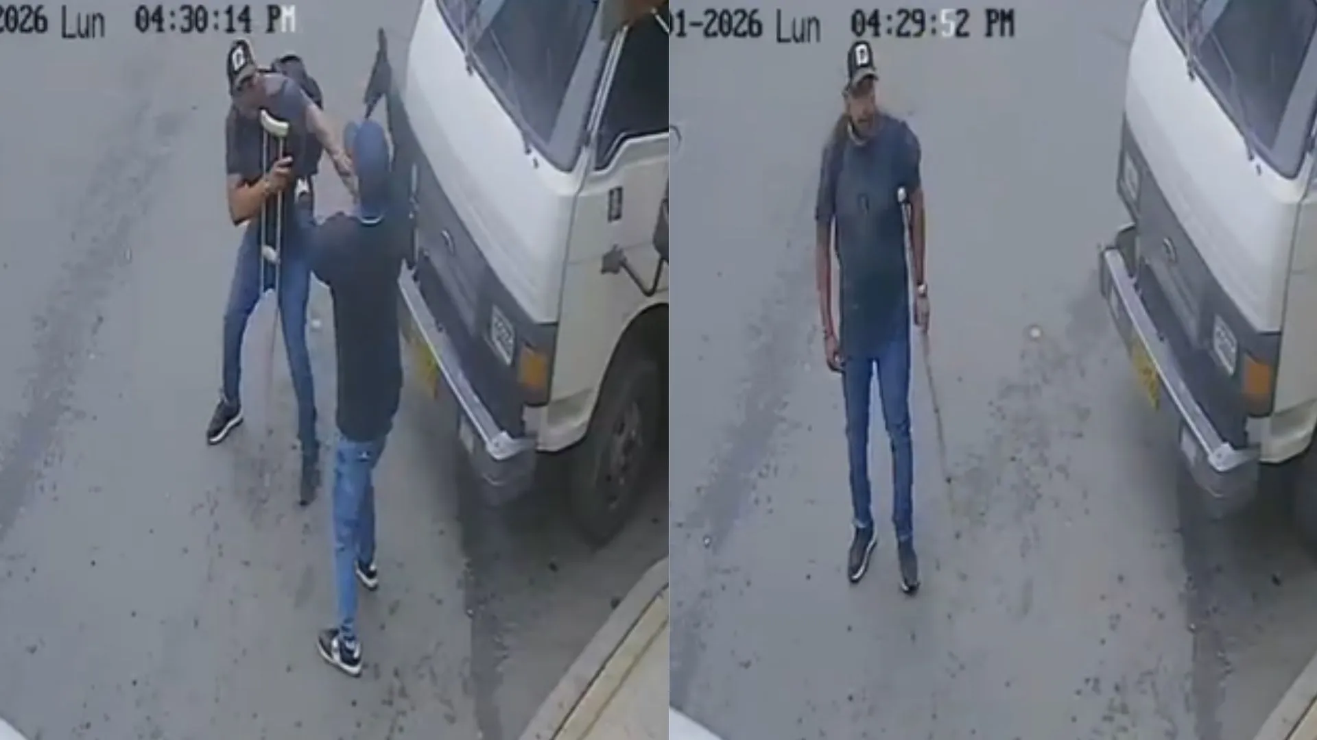 ¡Quedaron grabados! Criminales robaron $18 millones a un hombre en muletas en pleno centro de Girardota