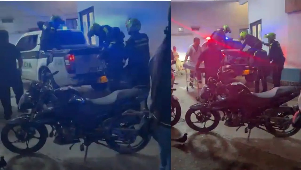 Policías auxiliaron a los hombres que fueron atacados con arma de fuego en la Variante de Caldas la noche de este martes 20 de enero