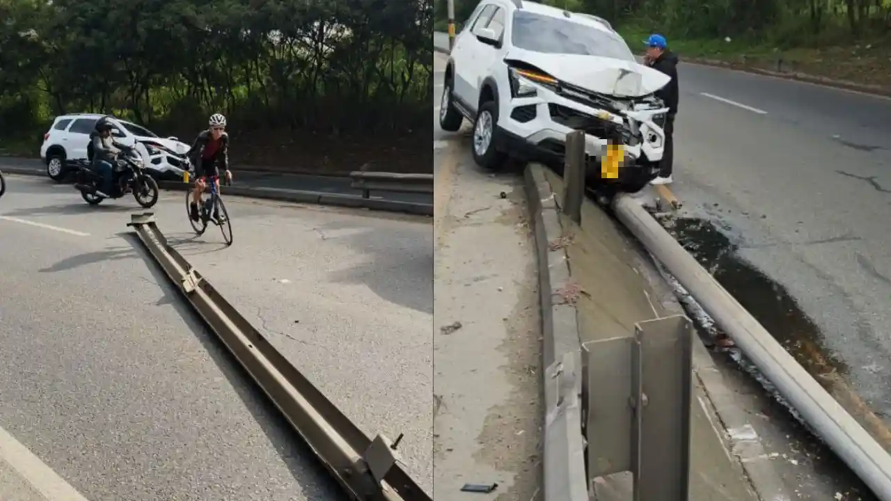 Camioneta terminó incrustada en separador en la Avenida Regional