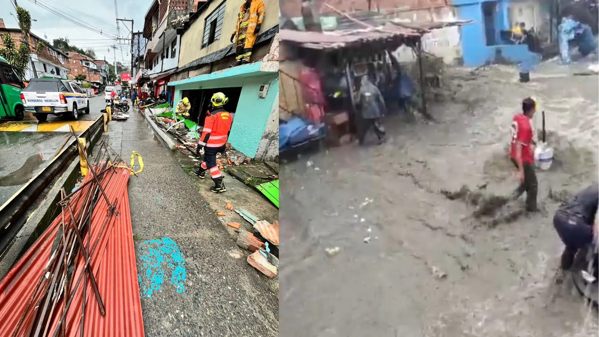¡Emergencia total en Medellín! Bomberos atienden inundaciones, caída de árboles y colapsos tras fuertes lluvias