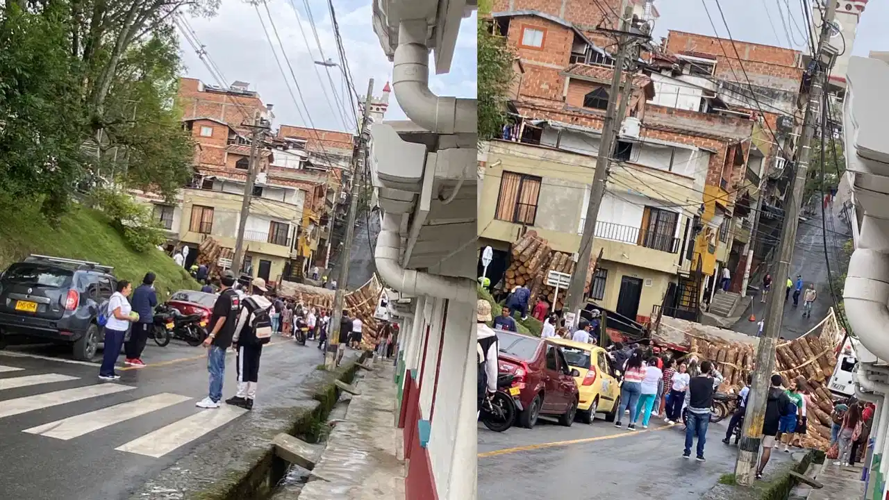 Camión con carga de madera sufrió accidente en San Antonio de Prado