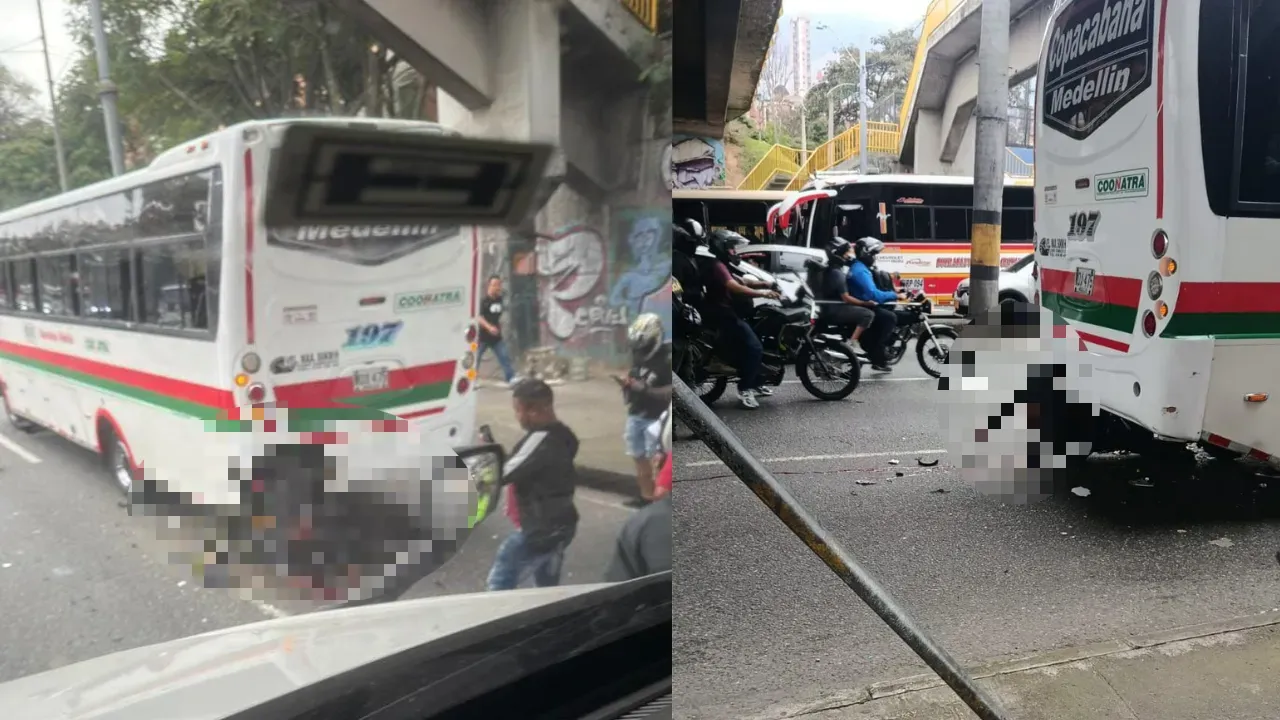¡Impacto brutal en la Autopista Norte! Motociclista quedó incrustado en un bus y lucha por su vida