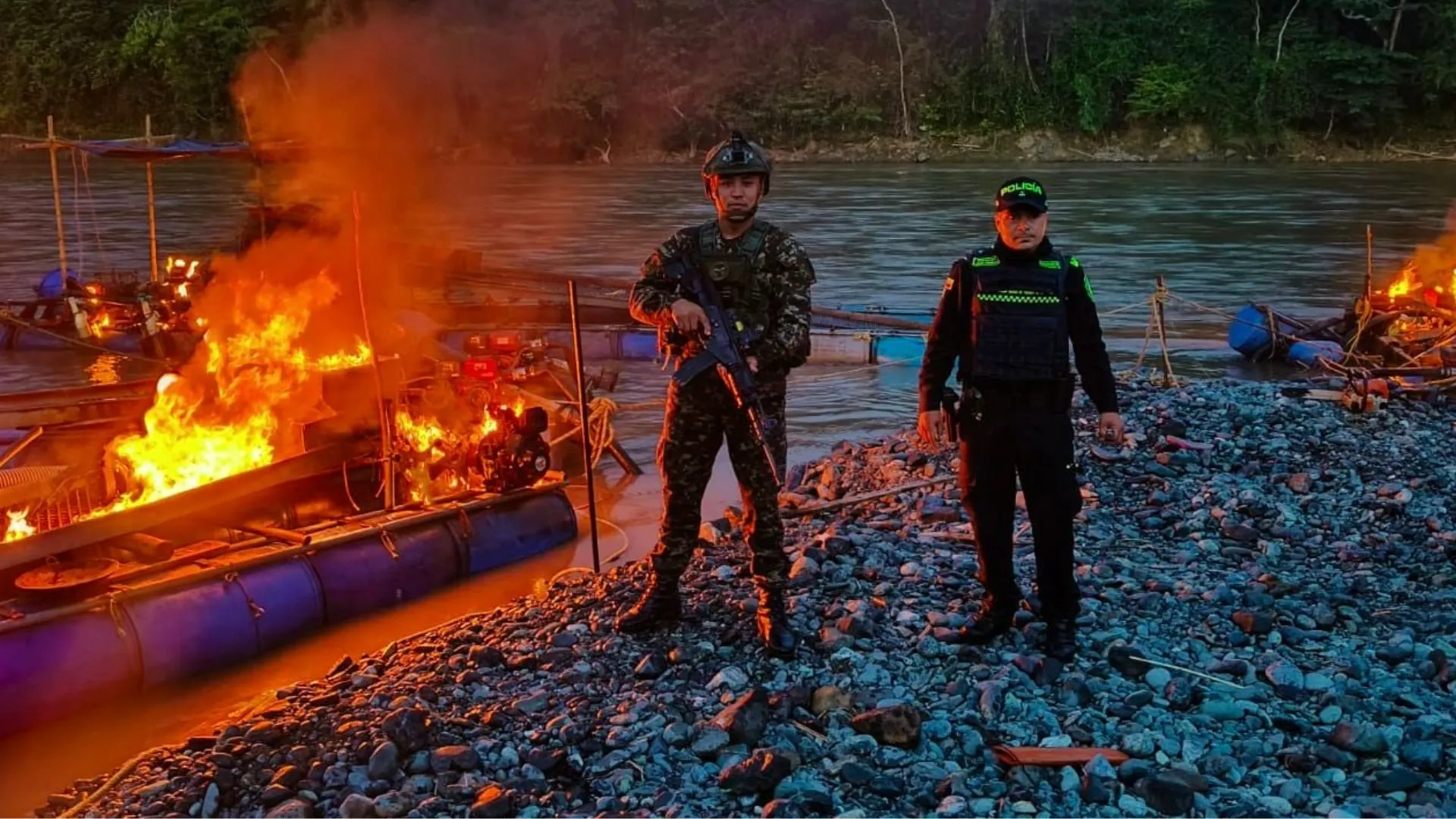 ¡Golpe al bolsillo de los criminales! Destruyeron equipos de minería ilegal en Fredonia, Antioquia