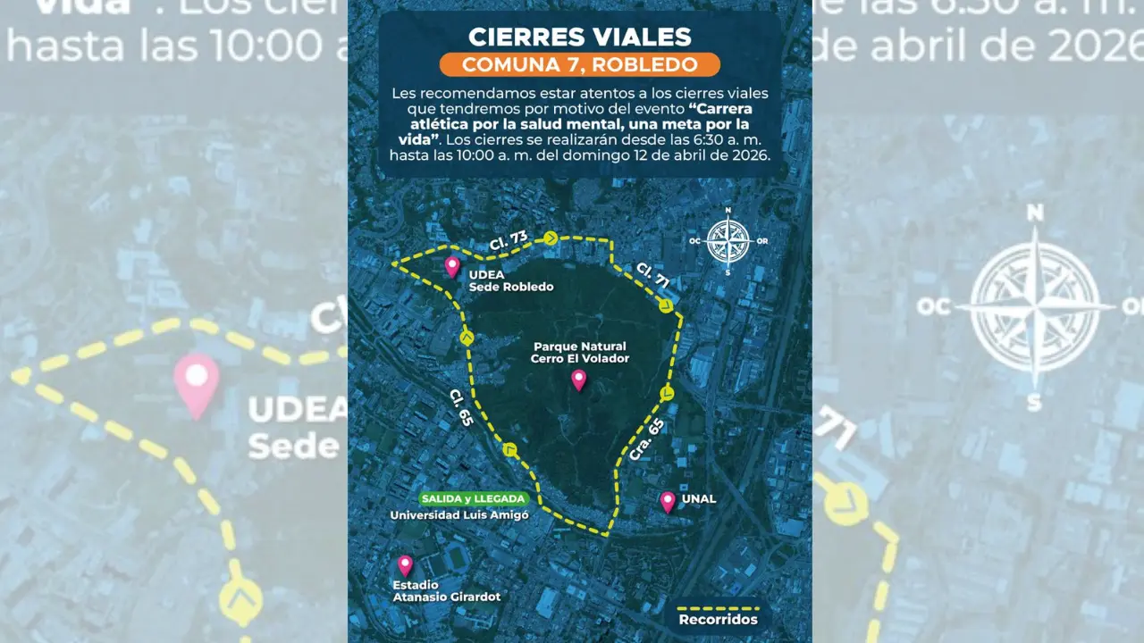 ¡Póngase pilas! Medellín tendrá cierres viales este domingo por carrera atlética