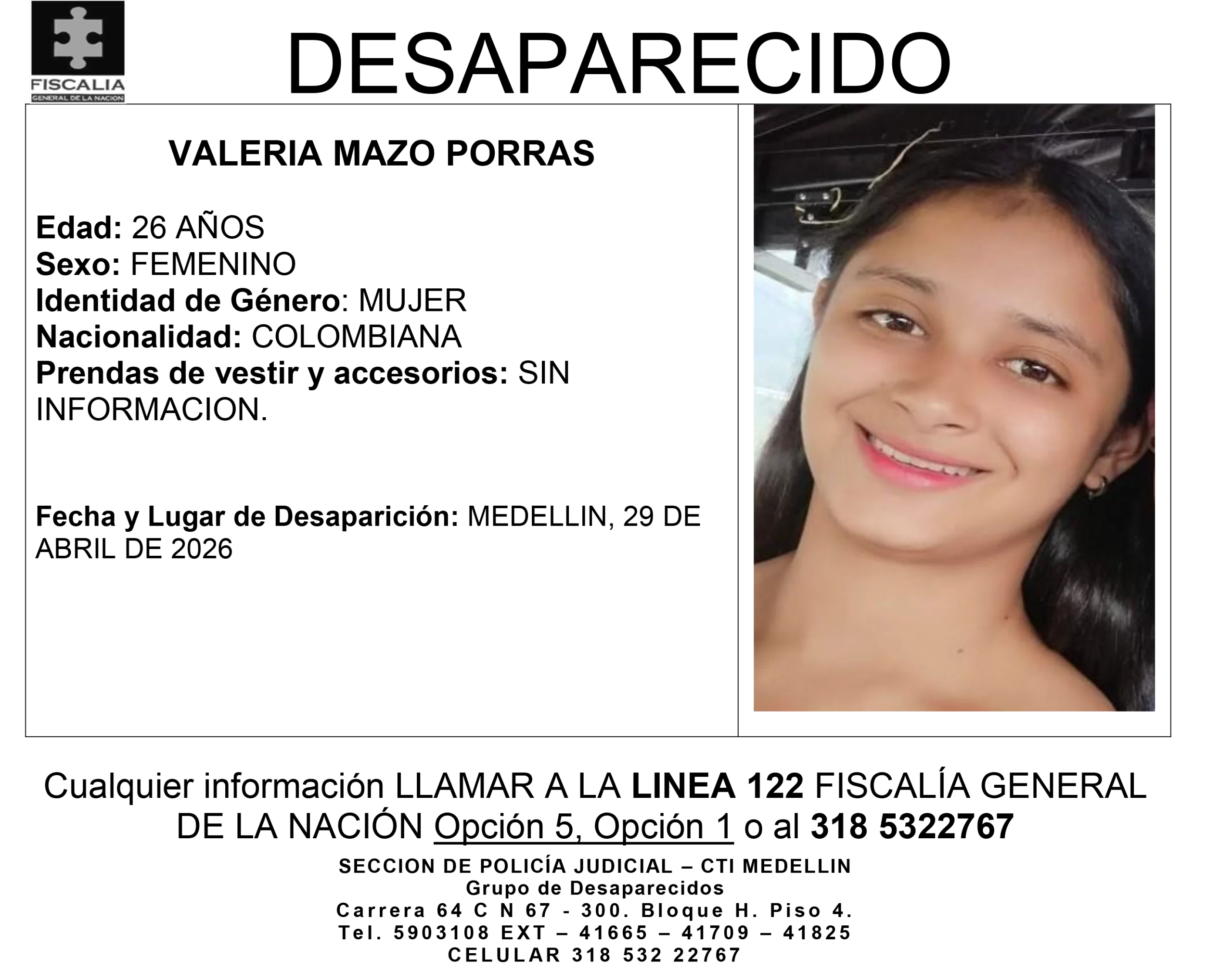 Valeria Mazo desapareció en Medellín 2 1 BOLANTE VALERIA MAZO PORRAS scaled