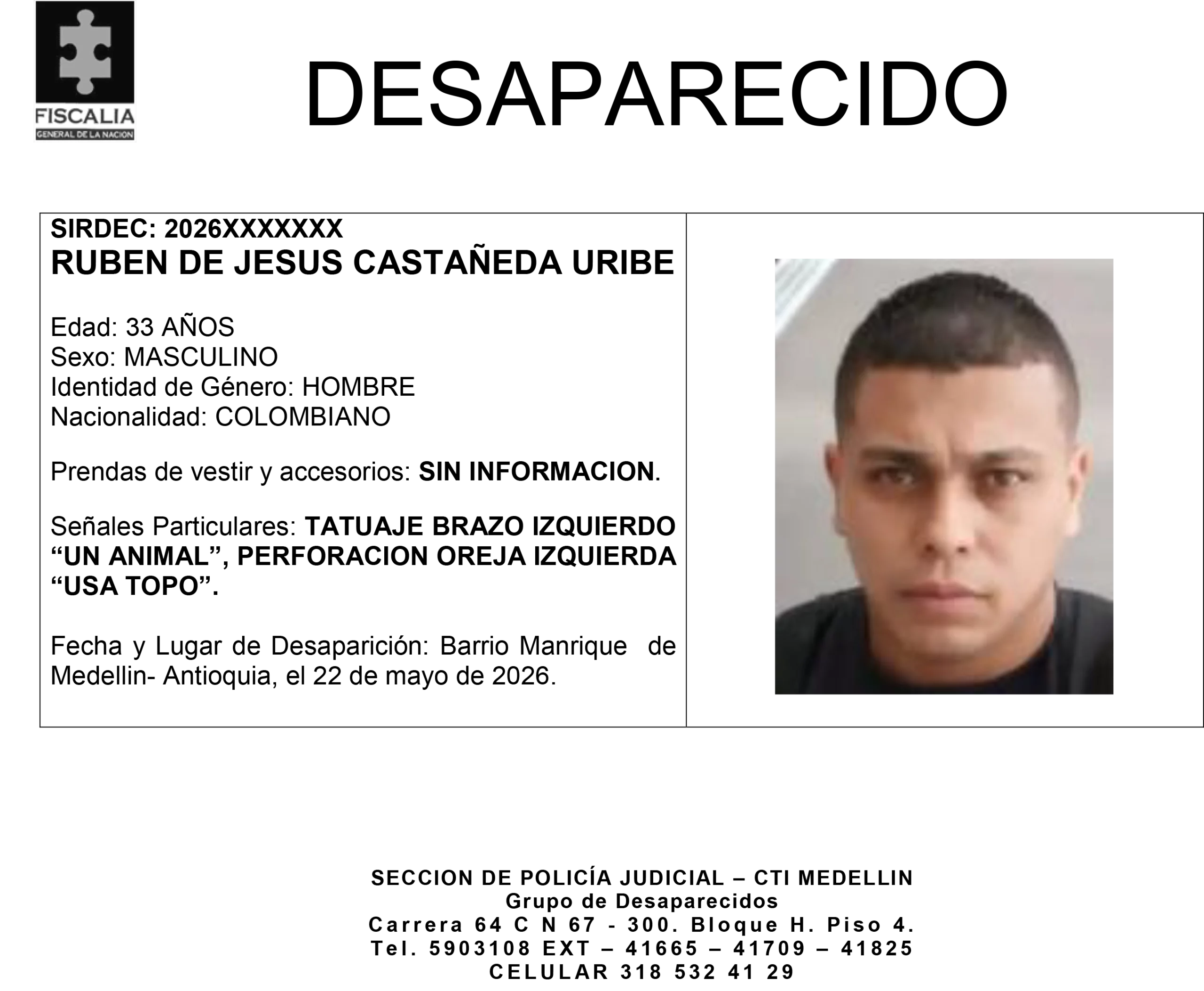 Ruben de Jesús Castañeda desapareció en Medellín 2 1 BOLETIN RUBEN DE JESUS CASTANEDA URIBE scaled