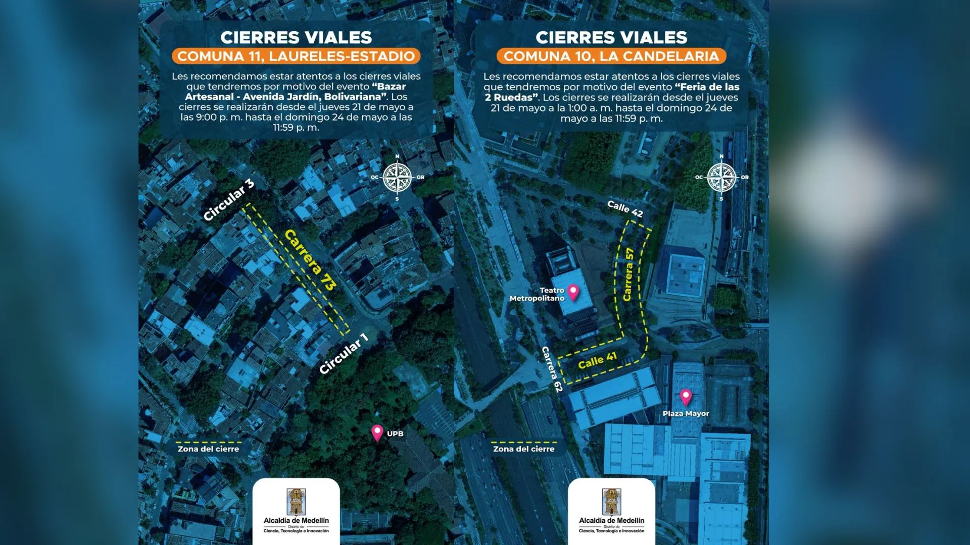 ¡Pilas, conductores! Medellín tendrá cierres viales desde este jueves por eventos deportivos y culturales 2 ¡Pilas, conductores! Medellín tendrá cierres viales desde este jueves por eventos deportivos y culturales