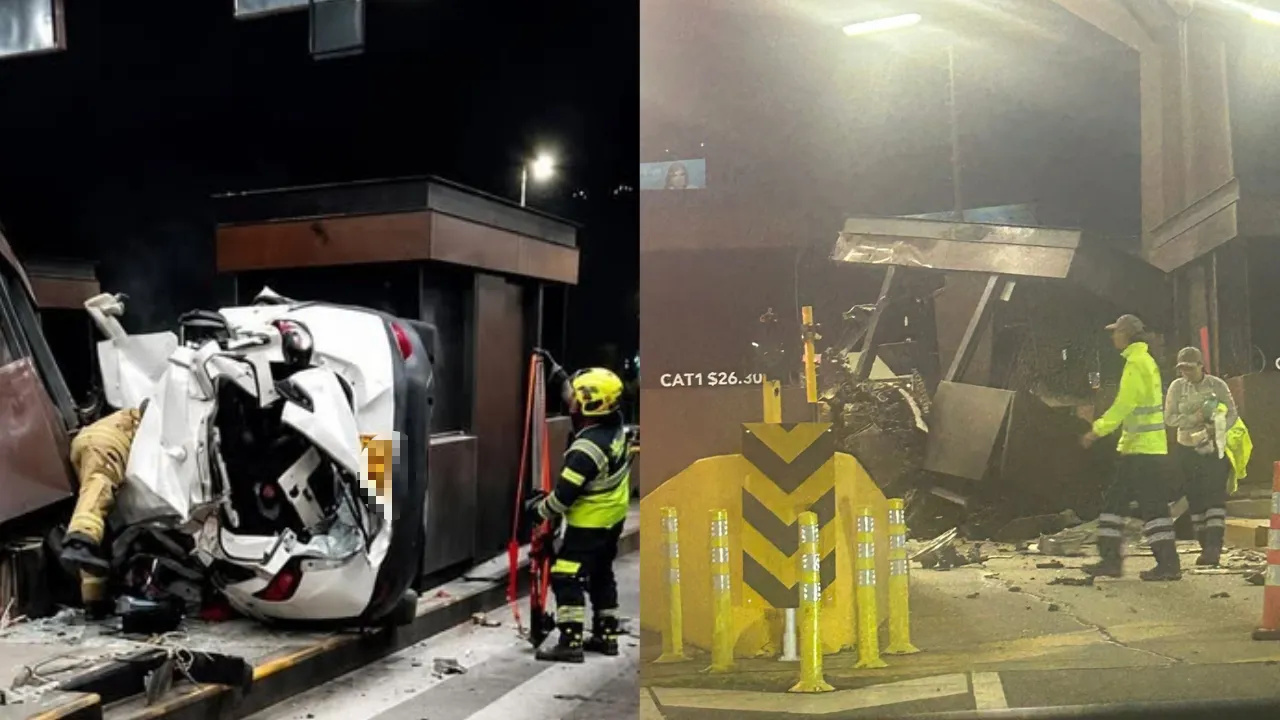 Tremendo choque contra la caseta del peaje en el Túnel de Oriente dejó un muerto y dos heridos
