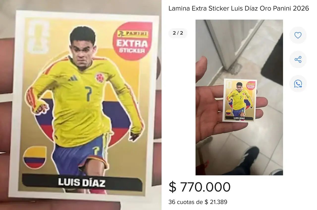 ¡Vale una millonada! La lámina especial de Luis Díaz alcanza los $770.000 y desata la locura en Colombia 2 la lamina de luis diaz
