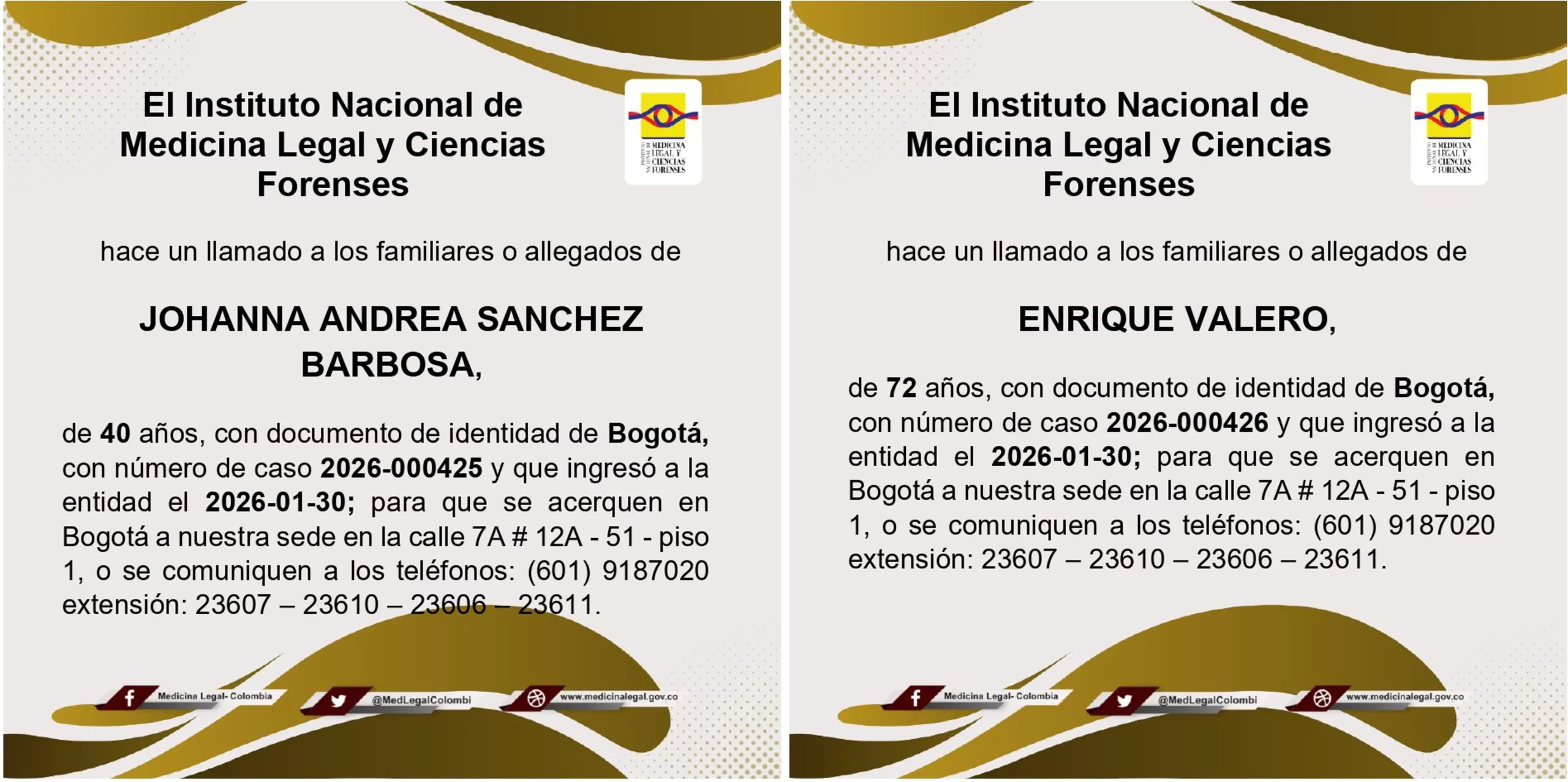 Medicina Legal busca a los familiares de 8 personas fallecidas en Bogotá 5 medicina legal1 scaled