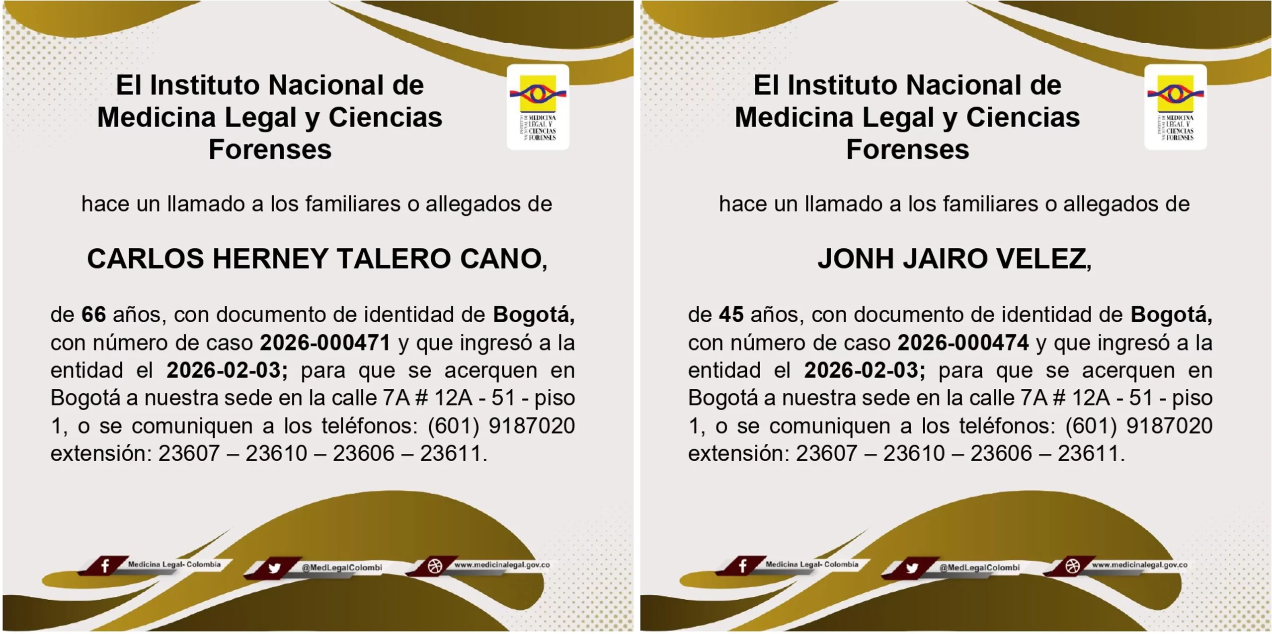 Medicina Legal busca a los familiares de 8 personas fallecidas en Bogotá 4 medicina legal2 scaled