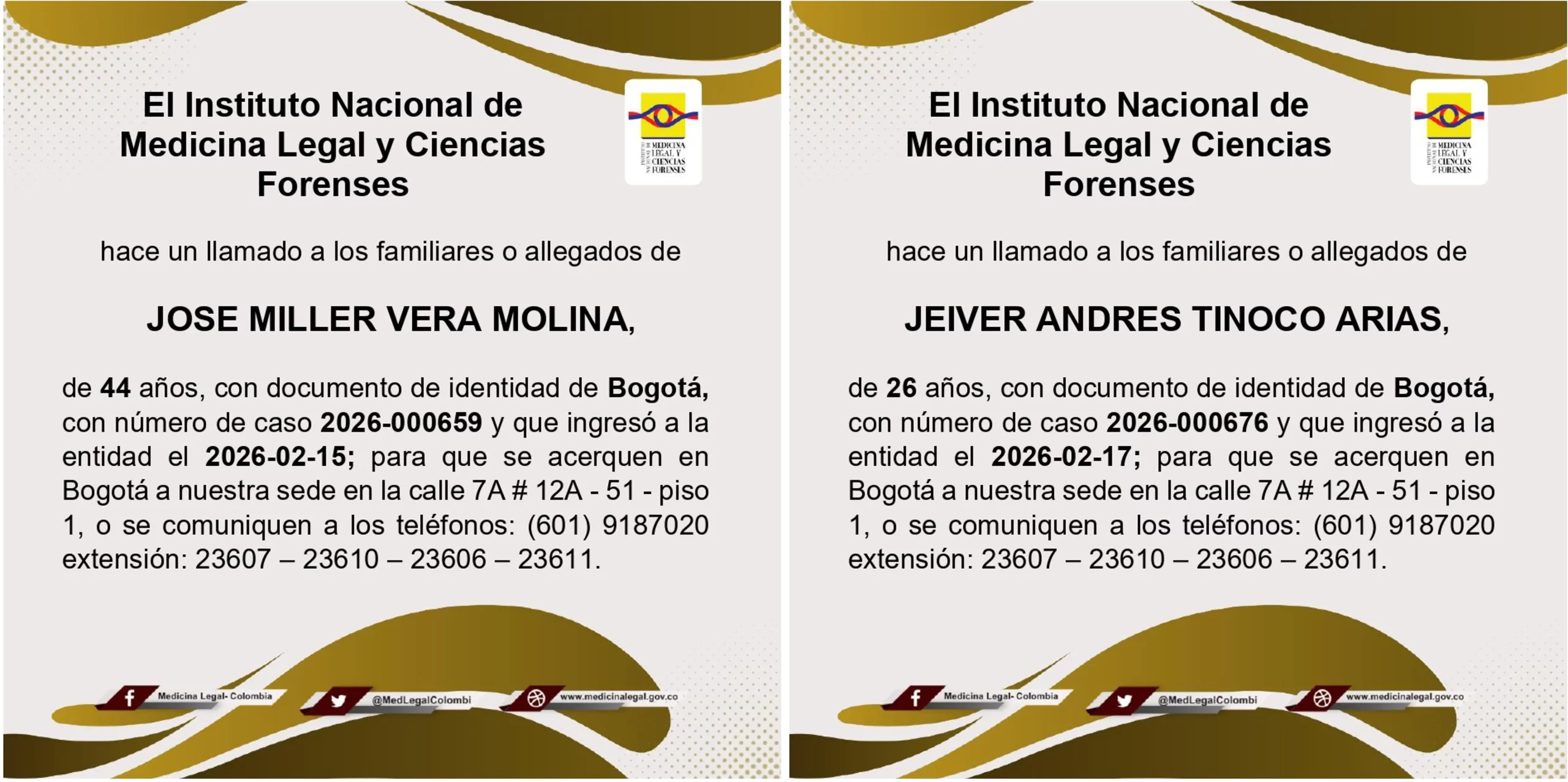 Medicina Legal busca a los familiares de 8 personas fallecidas en Bogotá 3 medicina legal3 scaled