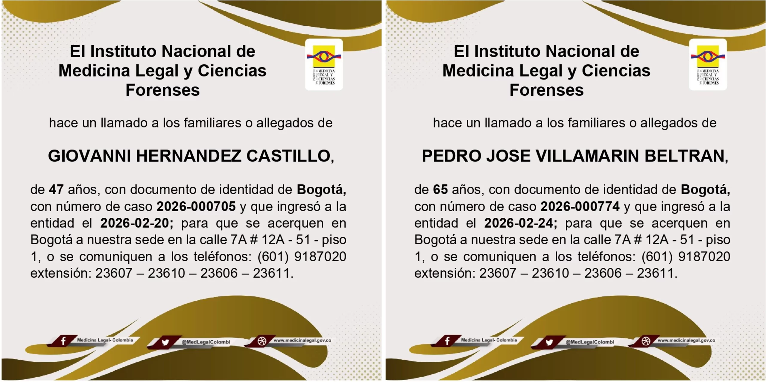 Medicina Legal busca a los familiares de 8 personas fallecidas en Bogotá 2 medicina legal4 scaled