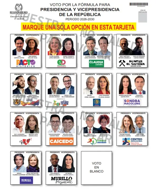 ¡Colombia decide! Guía clave para las elecciones presidenciales de este domingo 2 tarjeton presidencia