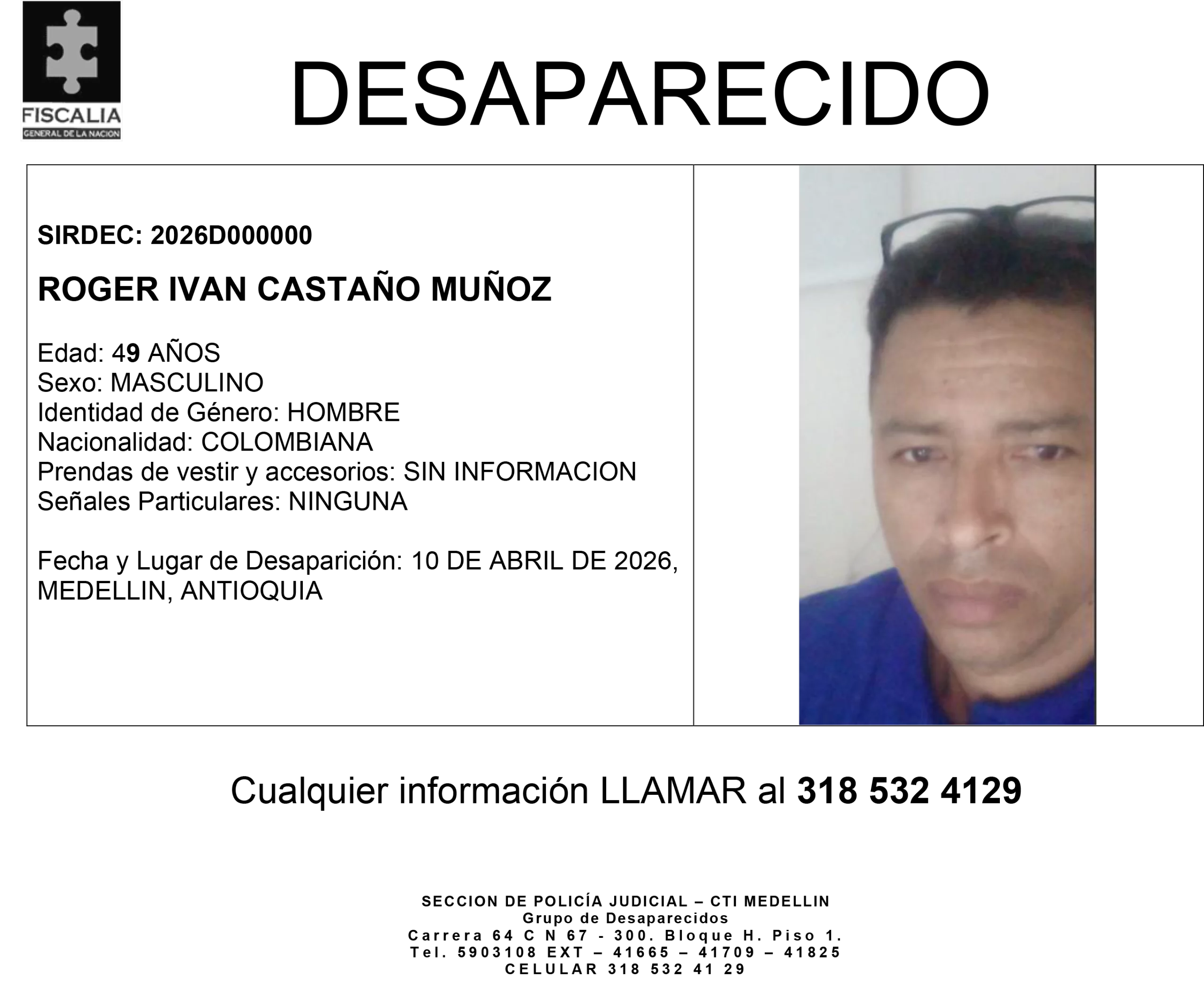 Roger Iván Castaño desapareció en Medellín