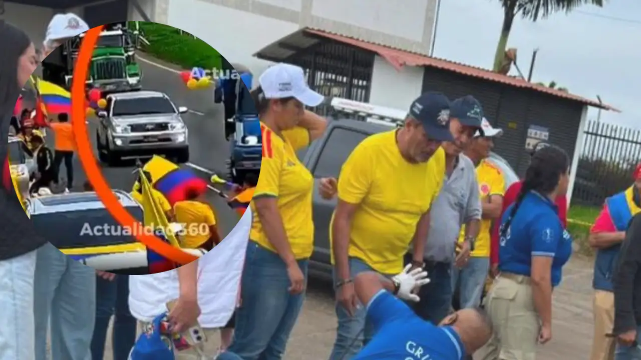 Momento en que un camión atropelló a una mujer durante una caravana política en Cundinamarca